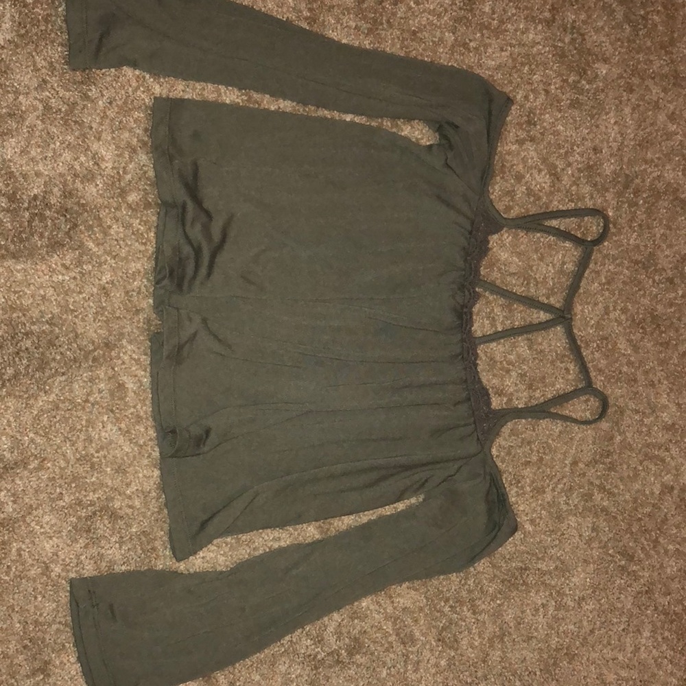 Brandy Melville army green long sleeve blouse